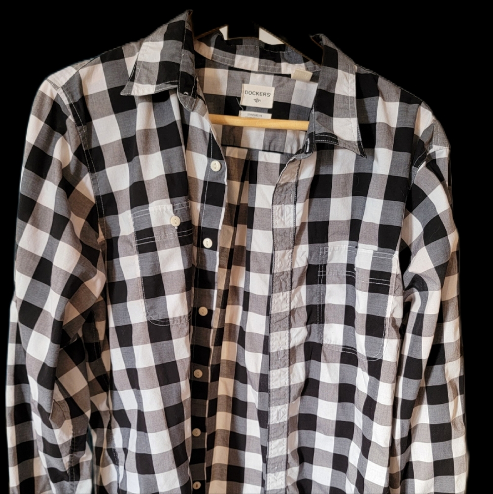 Dockers Black and White Plaid Men's Shirt